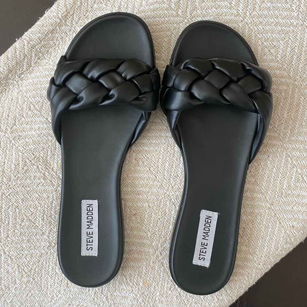 Steve Madden Women’s Notted Sandal Braided Black Size 9
